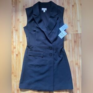 Open Edit Black Sleeveless Blazer Dress